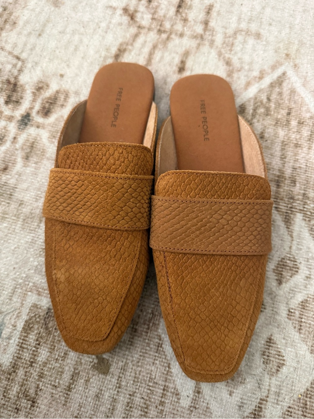 Textured Suede Loafers in Cognac Brown - Picture 3 of 4